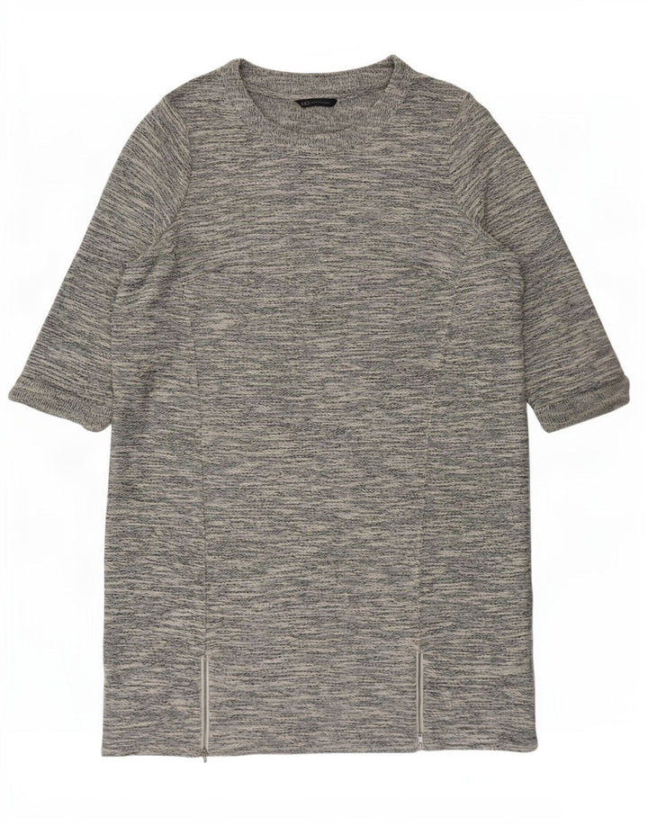 Женское платье прямого кроя с рукавом 3/4 Marks & Spencer, Великобритания 20, 2XL, серое в крапинку