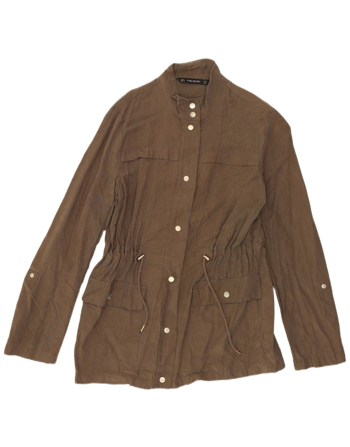 Женская куртка Zara UK 10, малый цвет хаки, вискоза