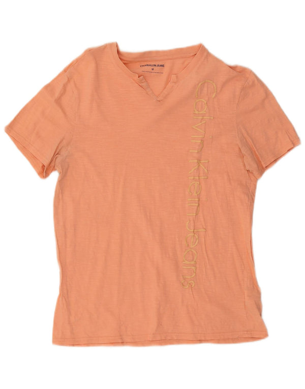 Женская футболка с коротким рукавом и рисунком Calvin Klein Top UK 12 Medium Orange
