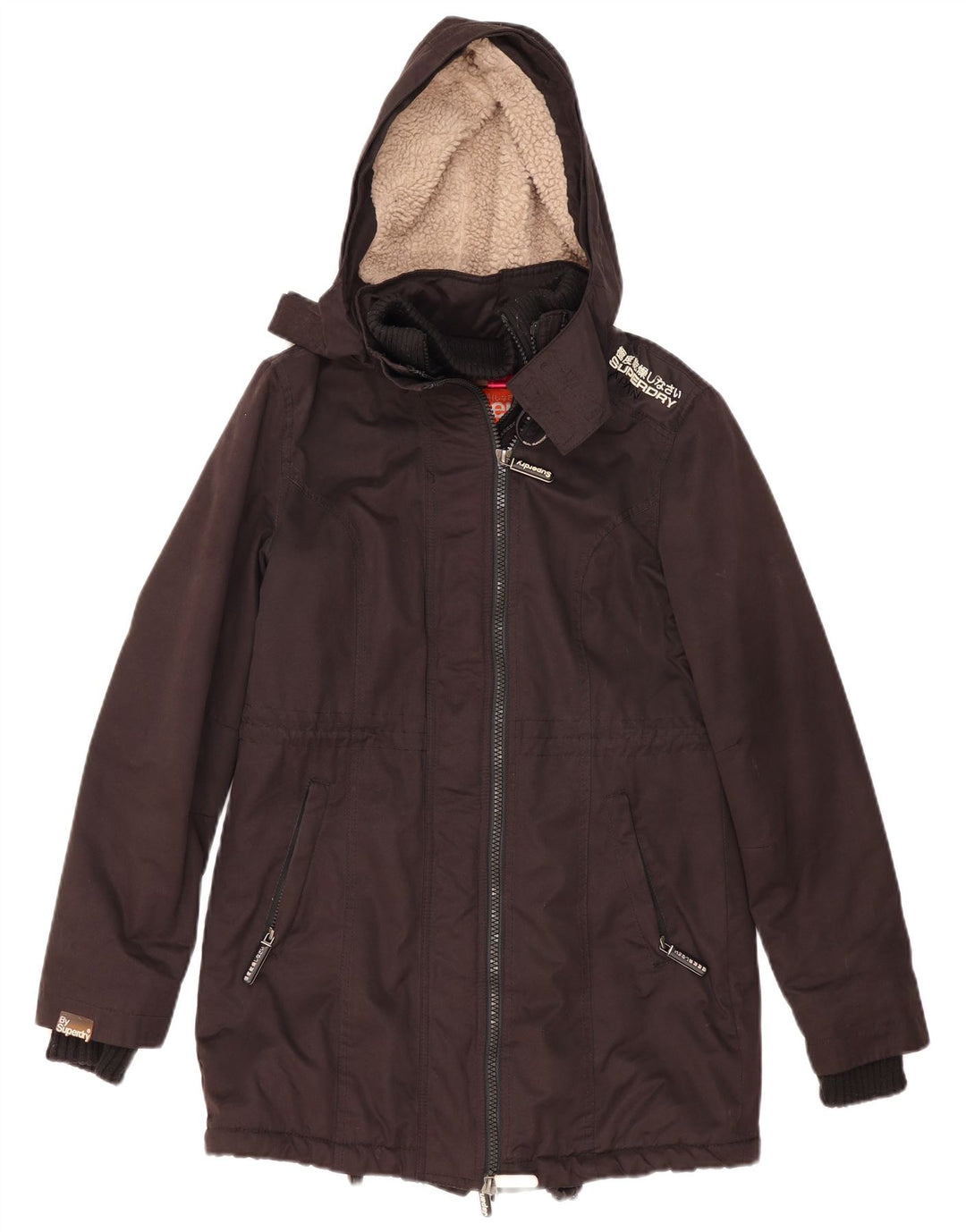 Женская парка Superdry Windparka с капюшоном UK 14, средний черный полиэстер