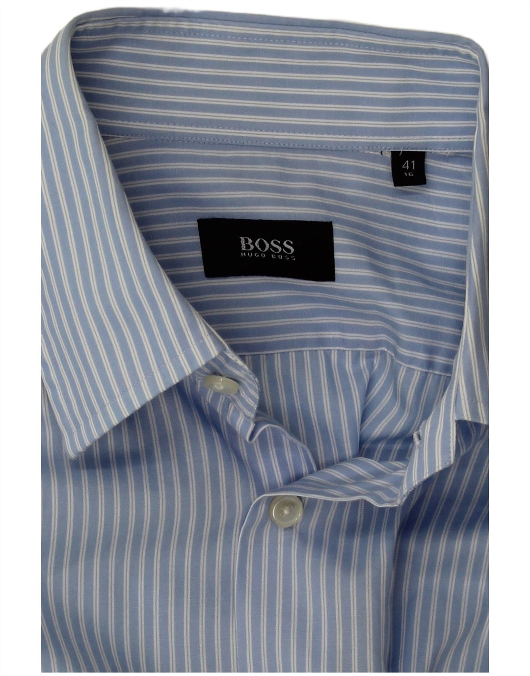 Мужская рубашка Hugo Boss, размер 41, 16, большая синяя полоска