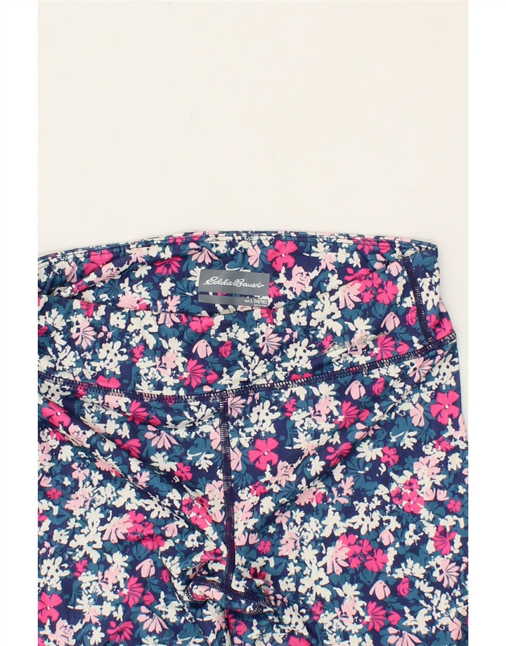 EDDIE BAUER Girls Leggings 14-15 Years Large Blue Floral Polyester Vintage Eddie Bauer and Second-Hand Eddie Bauer from Messina Hembry 