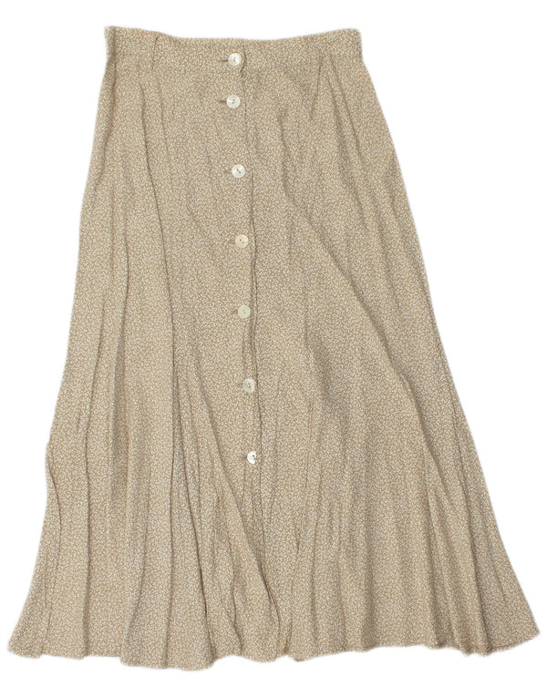 Винтажная женская юбка-трапеция с высокой талией IT 42, средний W26, зеленая с цветочным принтом