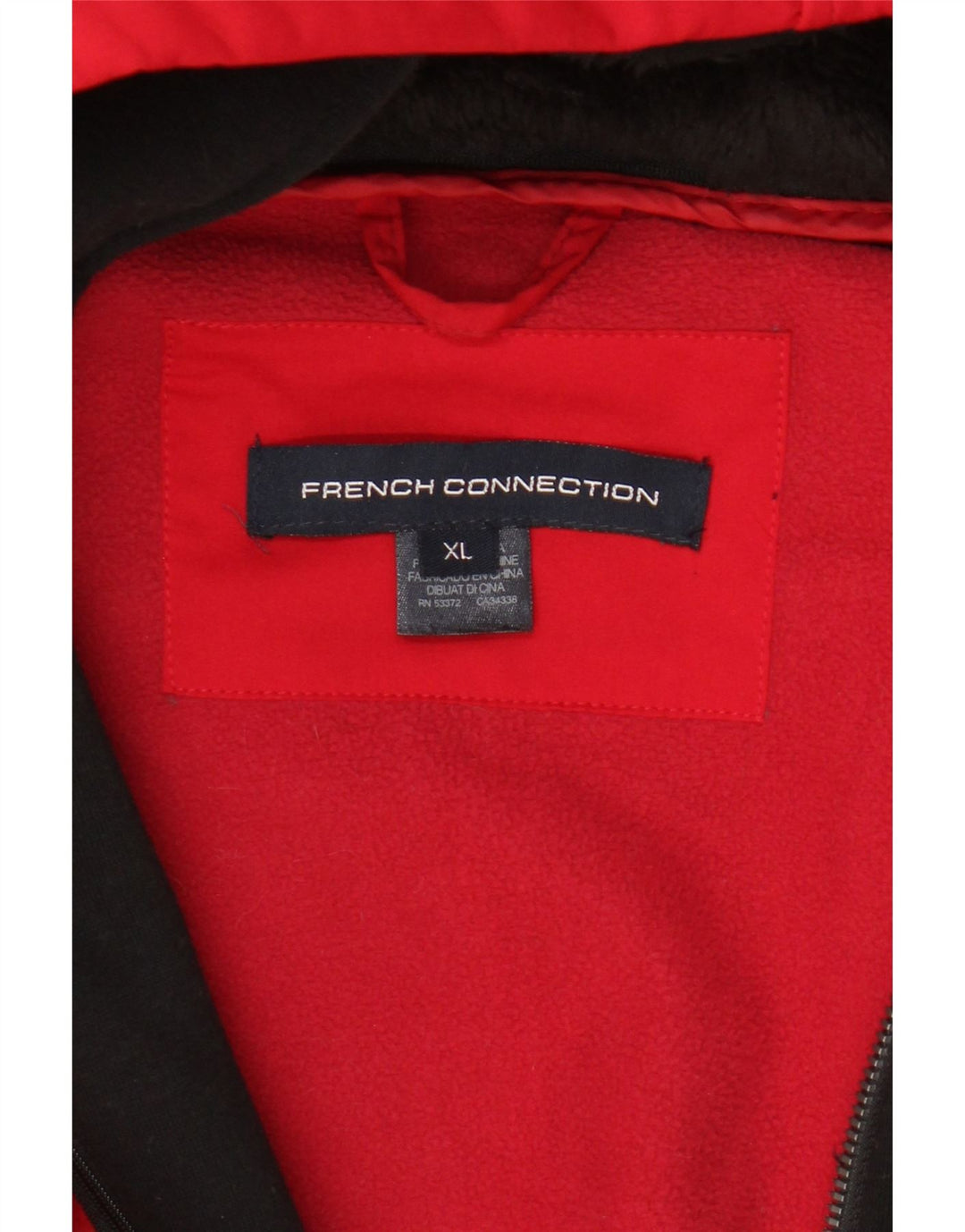 Женская парка French Connection с капюшоном, Великобритания 18 XL, красный полиэстер