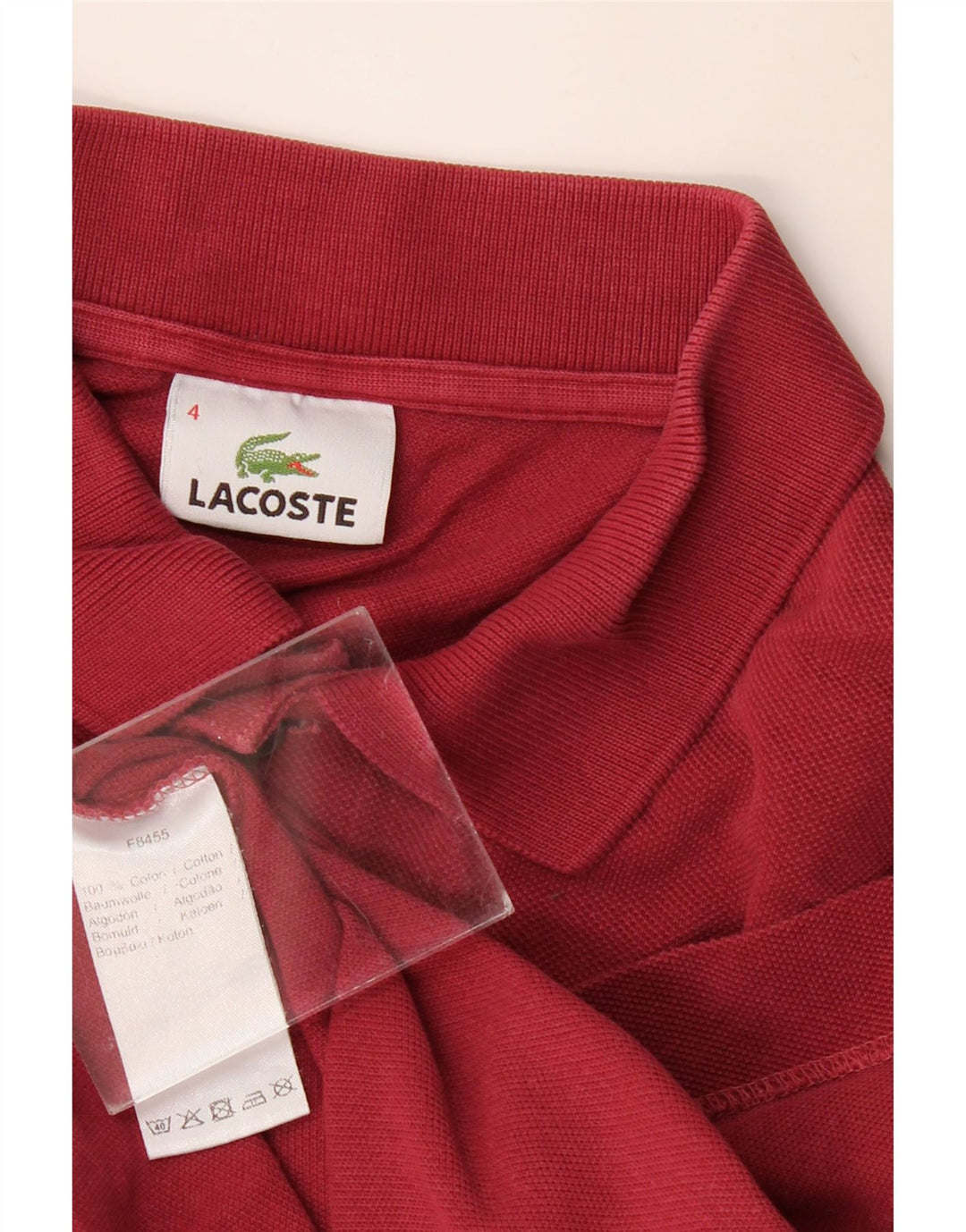 Мужская рубашка-поло LACOSTE, размер 4, средний бордовый хлопок, хлопок