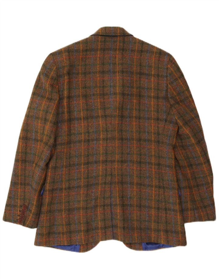 Мужской пиджак Crew Clothing на 2 пуговицах, Великобритания 38, средний коричневый цвет в клетку, шерстяной
