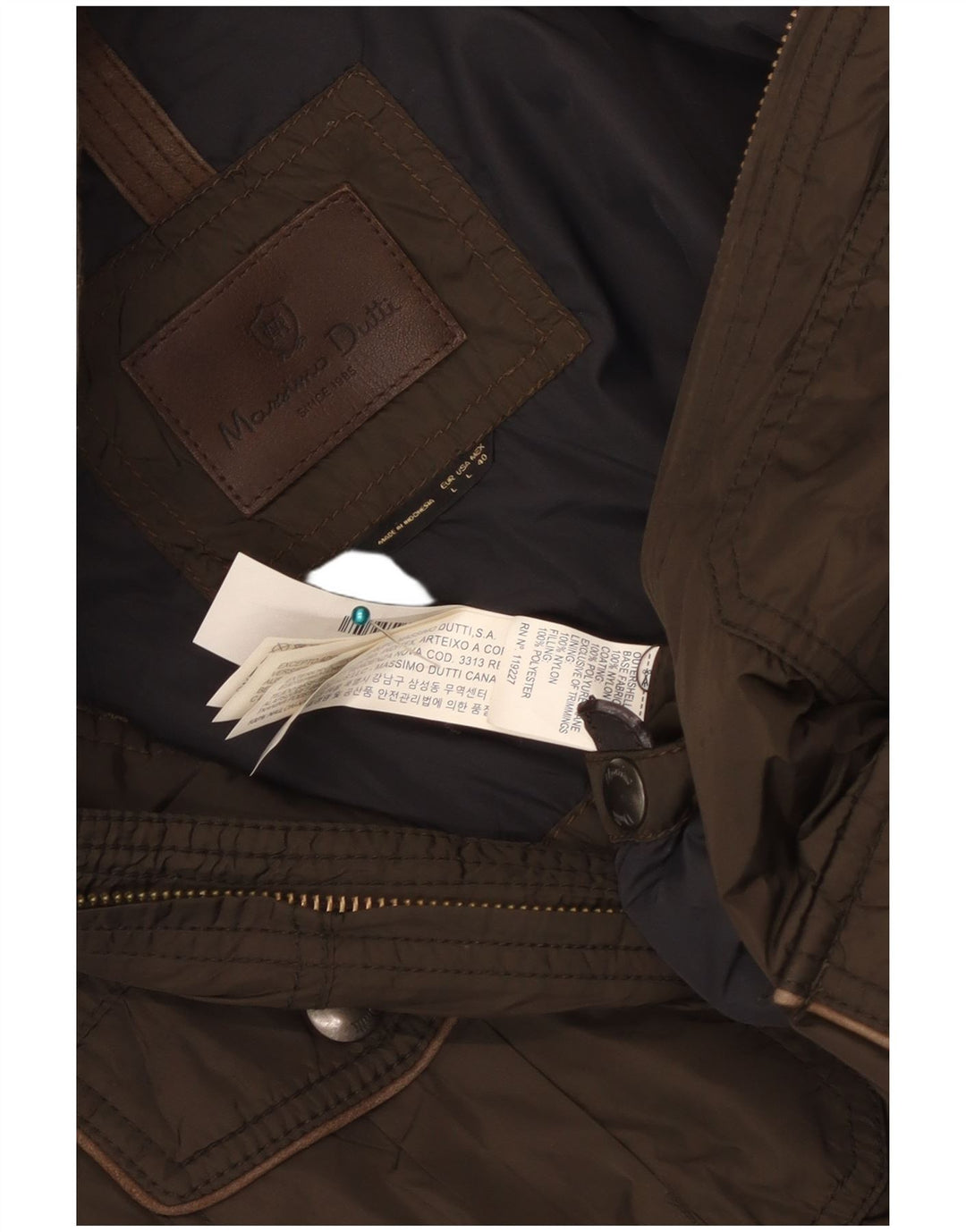 Мужская универсальная куртка MASSIMO DUTTI UK 40, большая, цвета хаки, нейлон