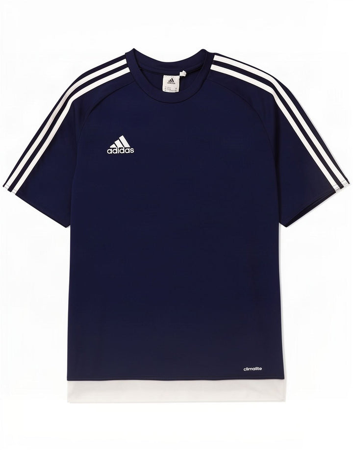 Мужская футболка Adidas Climalite, верх среднего цвета, темно-синий, полиэстер с цветными блоками