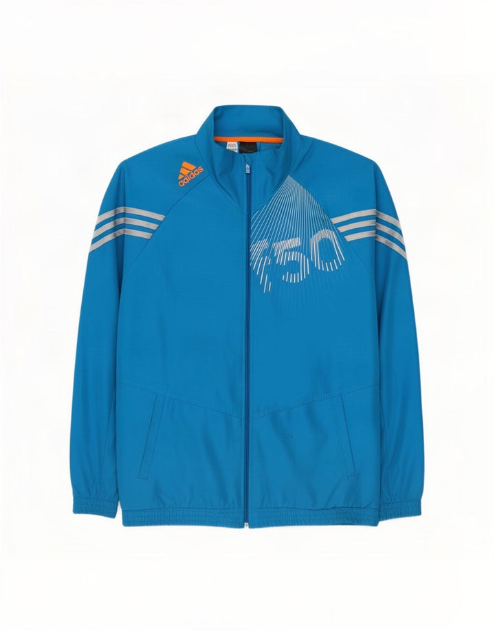 Мужской спортивный костюм Adidas с графическим рисунком, верхняя куртка, средний синий полиэстер