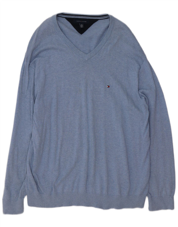 Мужской джемпер с v-образным вырезом Tommy Hilfiger 2XL синий