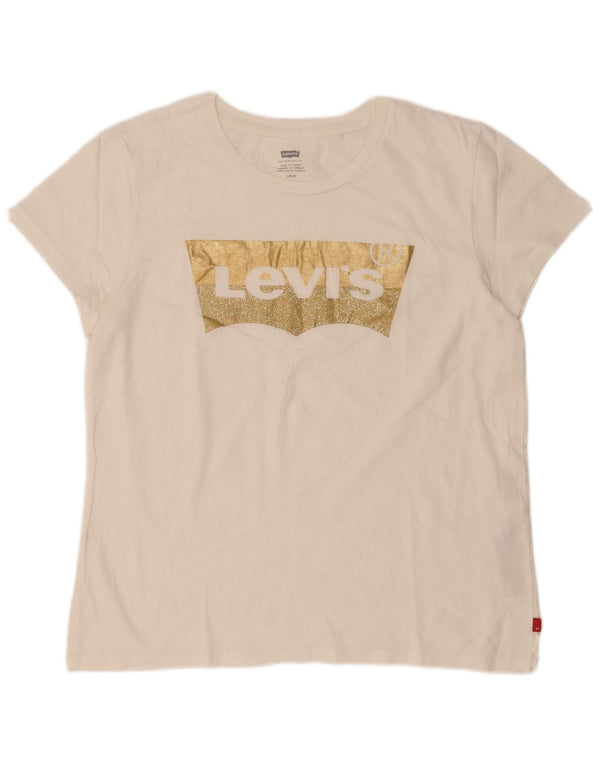 Женская футболка с рисунком Levi's Top UK 16, большой размер, белый хлопок