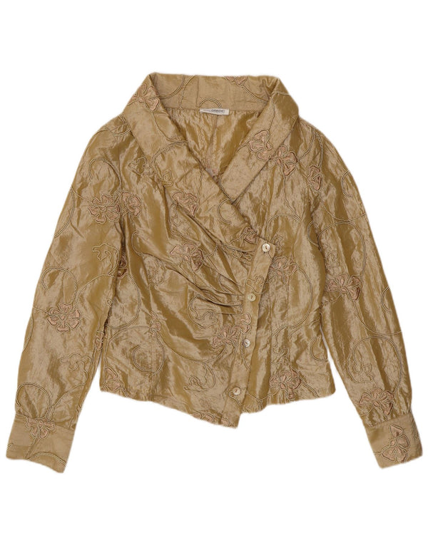 Женская укороченная блузка-рубашка Naracamicie UK 12, средний бежевый цветочный полиэстер