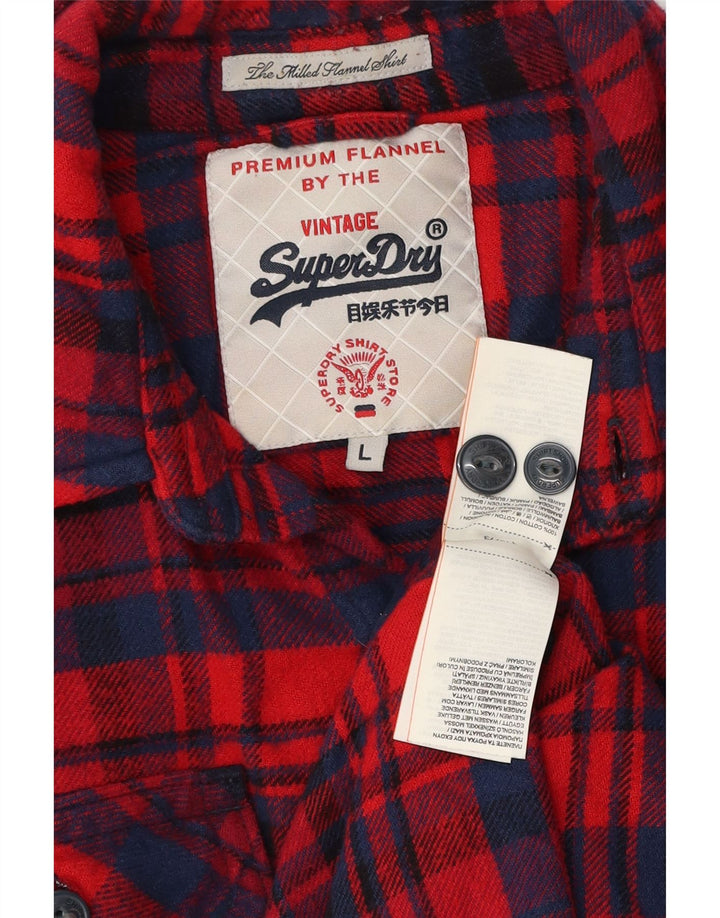 Мужская фланелевая рубашка Superdry, большая красная клетка, хлопок
