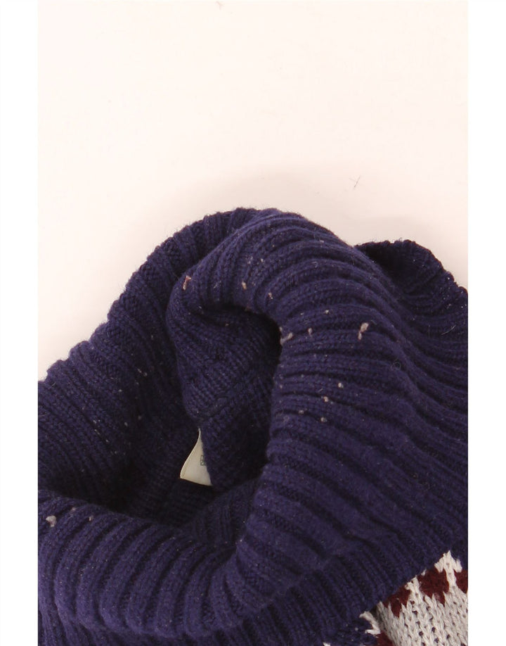 VINTAGE Мужской джемпер с высоким воротником IT 52/54 Большой Серый Fair Isle