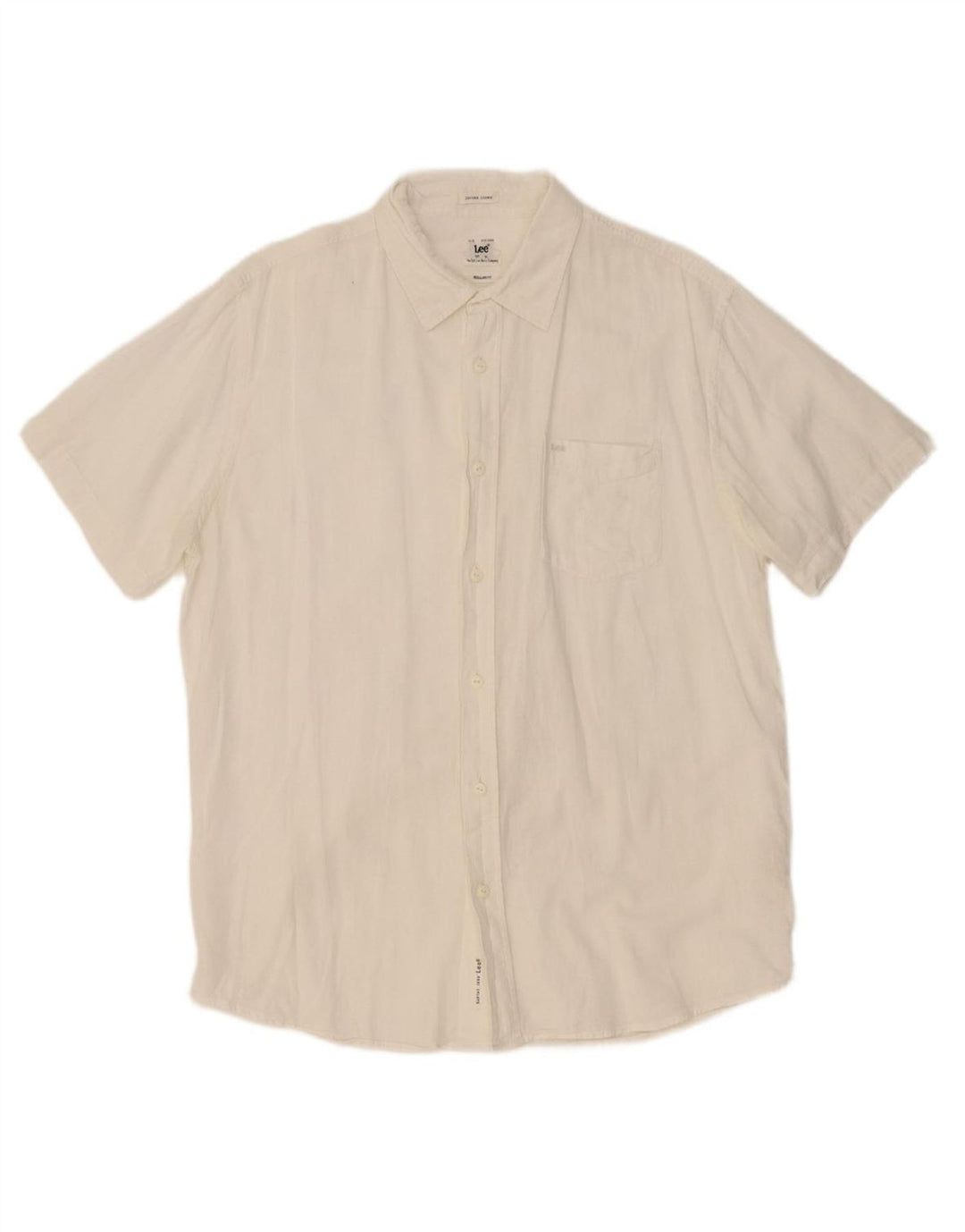 LEE Mens Regular Fit Short Sleeve Shirt XL White Cotton