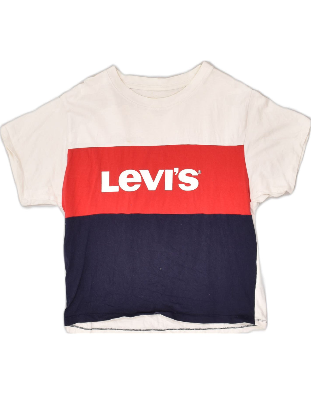 LEVI'S Womens Graphic T-Shirt Top UK 4 XS White Colourblock Cotton | Vintage Levi's | Thrift | Second-Hand Levi's | Used Clothing | Messina Hembry 