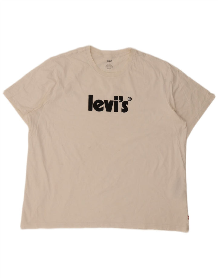 Мужская свободная футболка с рисунком Levi's, топ XL, белый хлопок