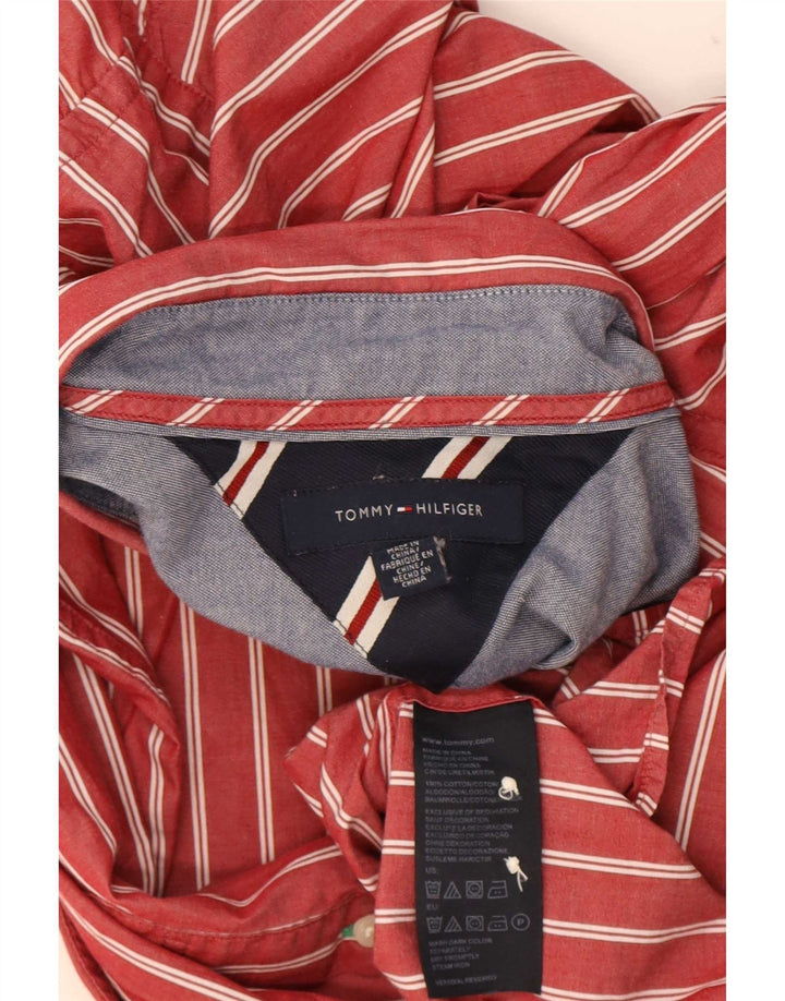 Tommy Hilfiger Мужская рубашка среднего размера из хлопка в тонкую полоску
