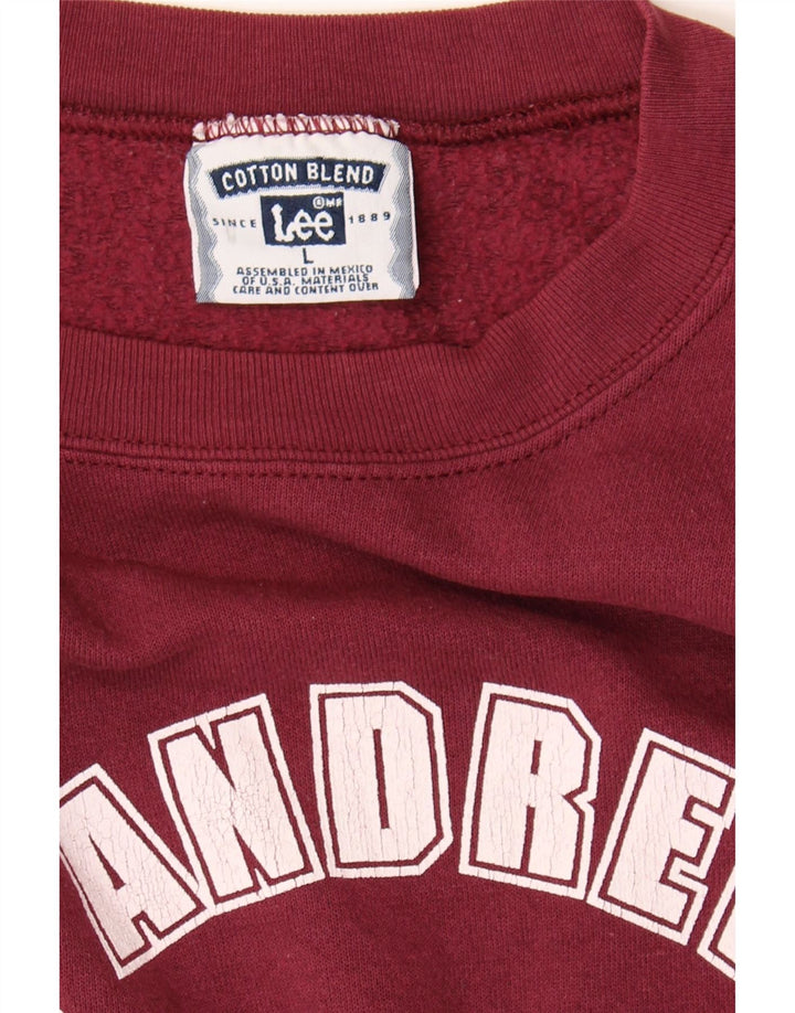 LEE Mens Graphic Sweatshirt Jumper Large Burgundy Cotton Vintage Lee and Second-Hand Lee from Messina Hembry 
