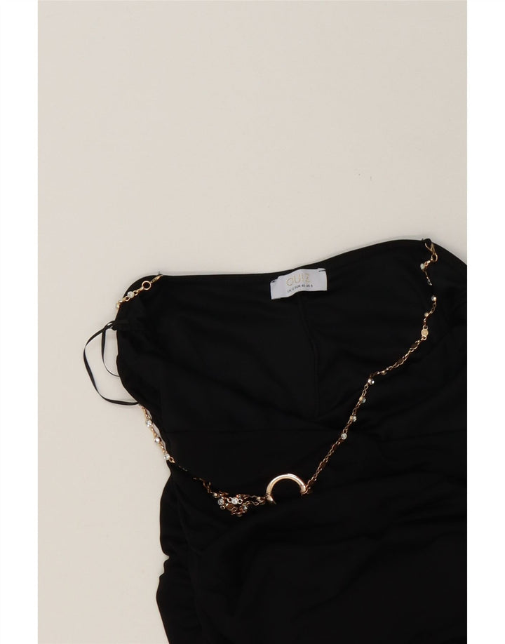 QUIZ Womens Halter Dress UK 12 Medium Black Polyester Vintage Quiz and Second-Hand Quiz from Messina Hembry 