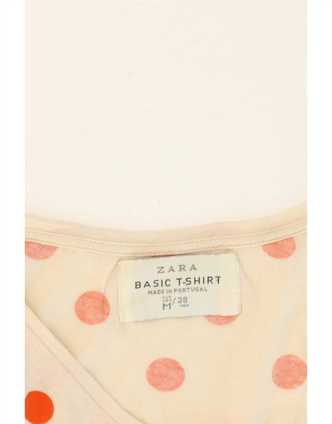Женская футболка Zara Top UK 12 Medium Off White в горошек