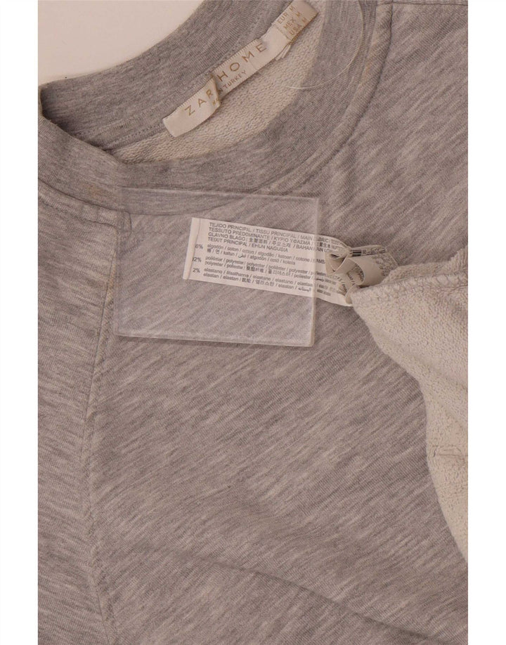 Женский джемпер оверсайз Zara UK 14, хлопковый средний серый цвет
