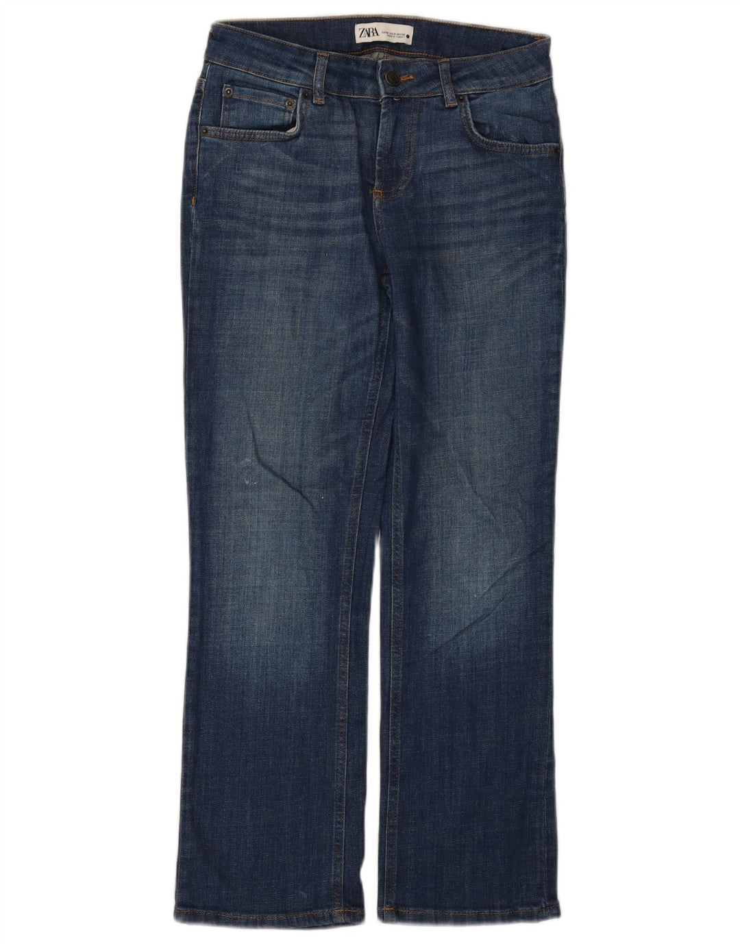 Женские джинсы Bootcut Zara EU 38, маленькие W28 L27, темно-синие, хлопок