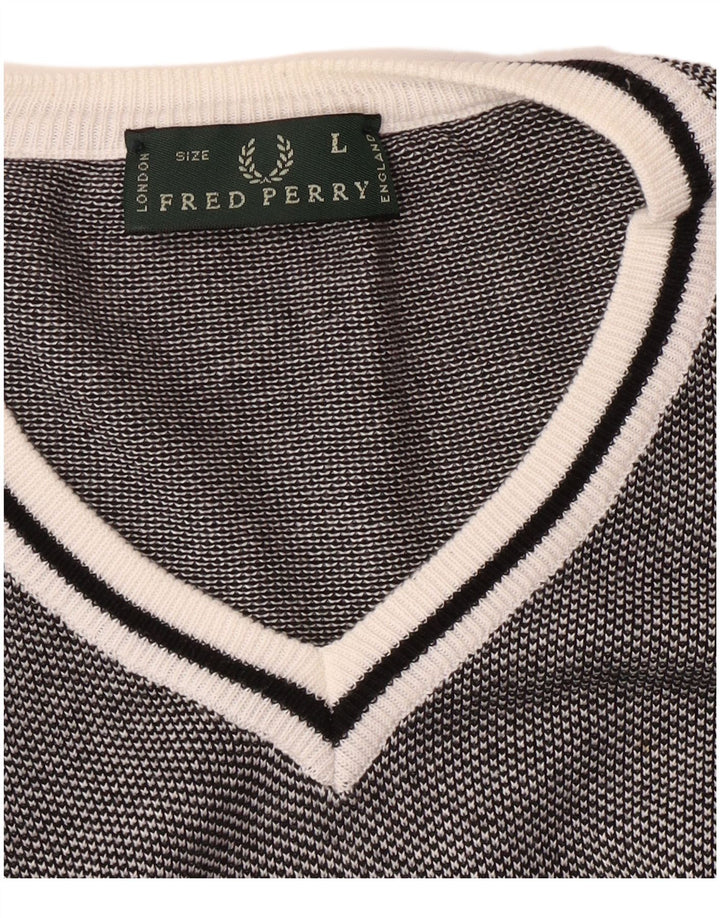 Мужской джемпер с v-образным вырезом Fred Perry, большой черный, цветных блоков