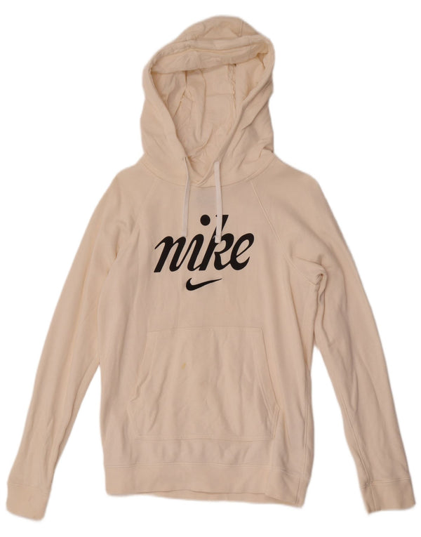 Женский джемпер с капюшоном большого размера с графическим рисунком Nike UK 6 XS Off White Cotton