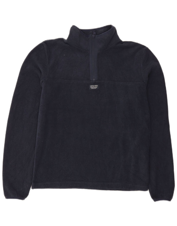 Мужской флисовый джемпер с воротником на молнии Jack & Jones, маленький, темно-синий, полиэстер