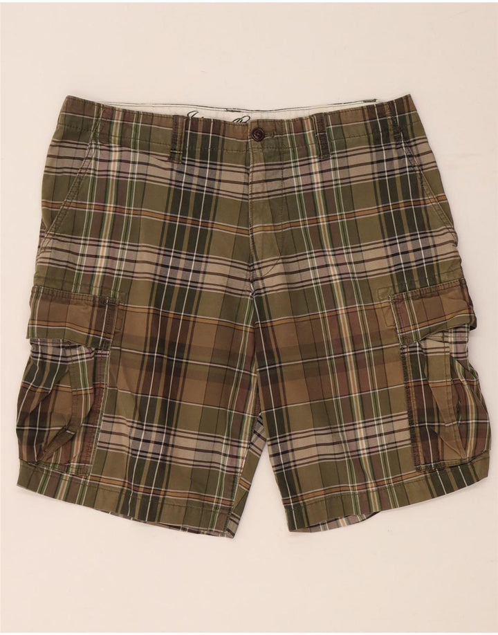 Мужские шорты-карго EDDIE BAUER W35, большие цвета, хаки в клетку, хлопок