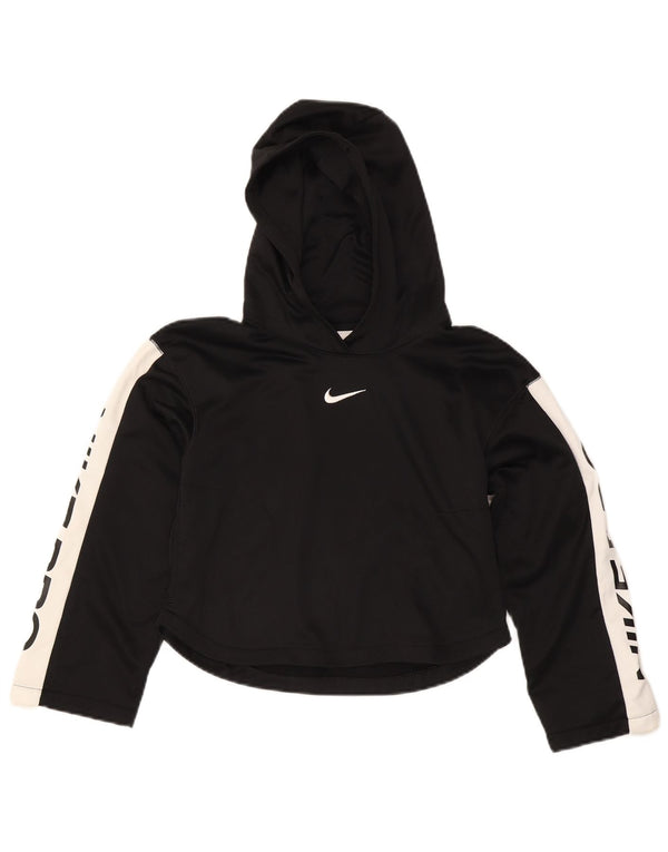 Укороченный джемпер с капюшоном Nike для девочек 12–13 лет, большой черный с цветными блоками