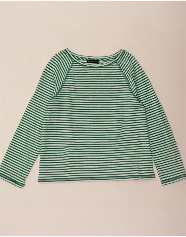 Женский топ Marks & Spencer с длинным рукавом, Великобритания, 18 XL, хлопок в зеленую полоску
