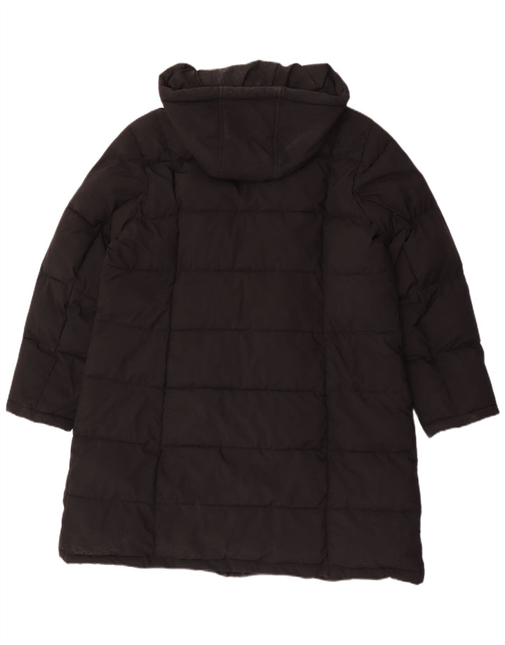 Женское стеганое пальто с капюшоном Dkny UK 18 XL, черный полиэстер