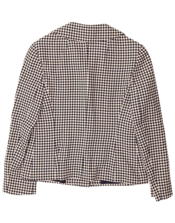 HORST MANDEL Womens Blazer Jacket EU 38 Medium Navy Blue Houndstooth