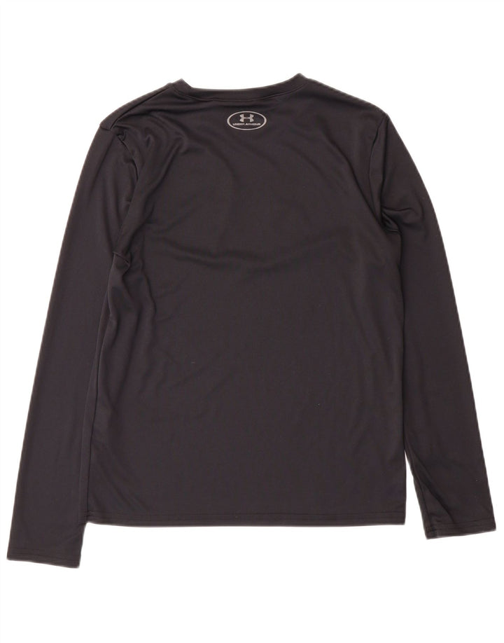 UNDER ARMOUR Boys Graphic Top Long Sleeve 11-12 Years Large Black