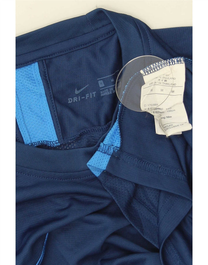 Мужская футболка Nike Dri Fit Верх среднего размера, темно-синий, полиэстер с цветными блоками