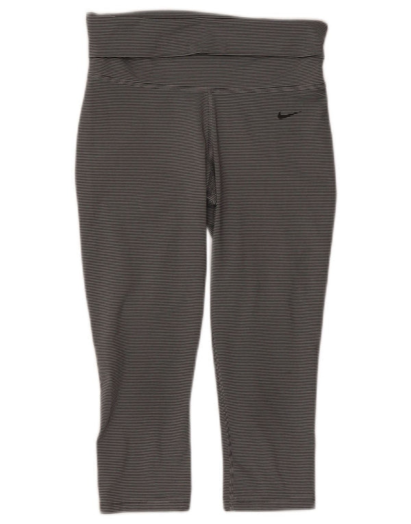 Женские леггинсы-капри Nike Dri Fit UK 8, маленькие серые полосатые полиэстер