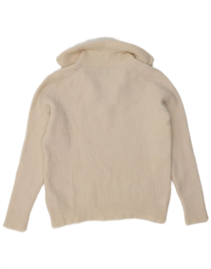 Женский джемпер с воротником поло Massimo Dutti UK 14, средний, белая шерсть