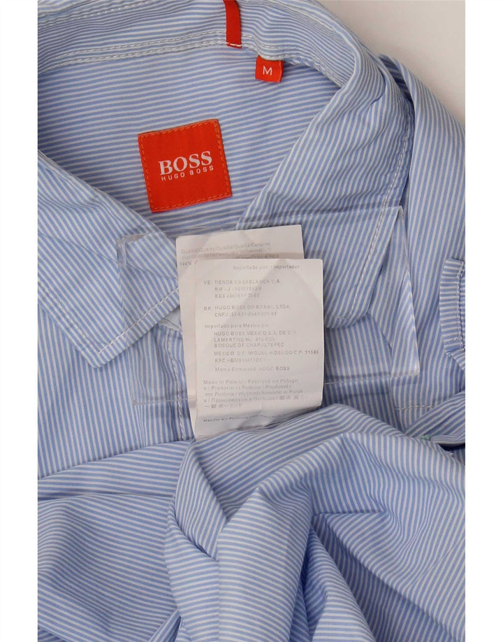 Мужская рубашка Hugo Boss в тонкую полоску среднего цвета, хлопок