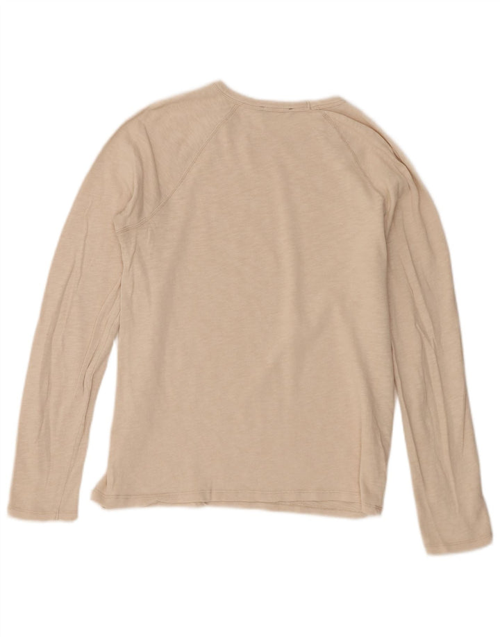 Мужской топ Zara с длинным рукавом, маленький, бежевый, хлопок