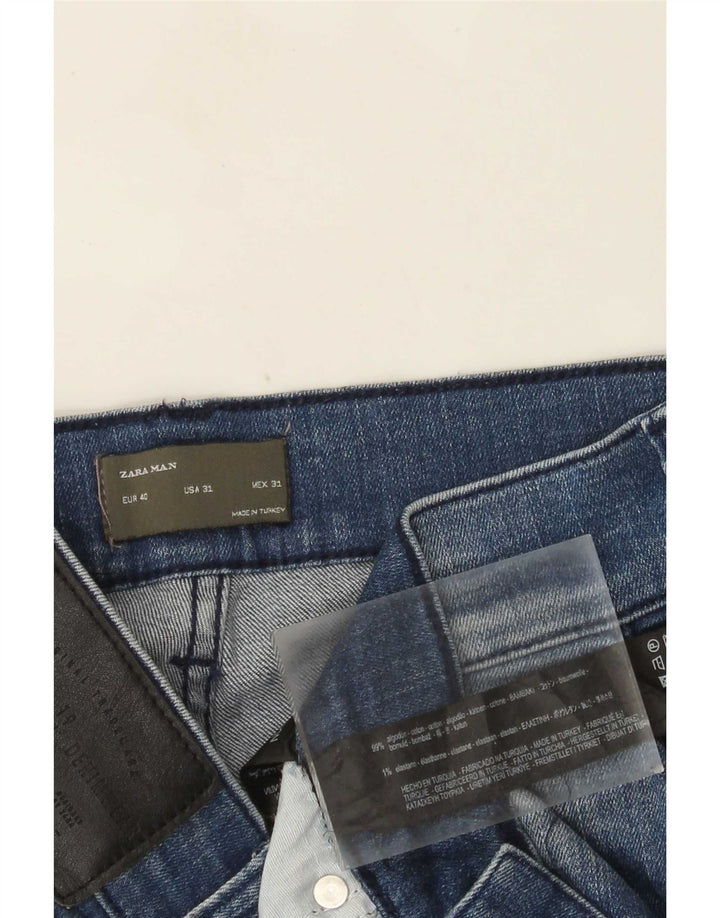 Мужские потертые узкие джинсы Zara EU 40 Medium W31 L28 Синие цветные блоки