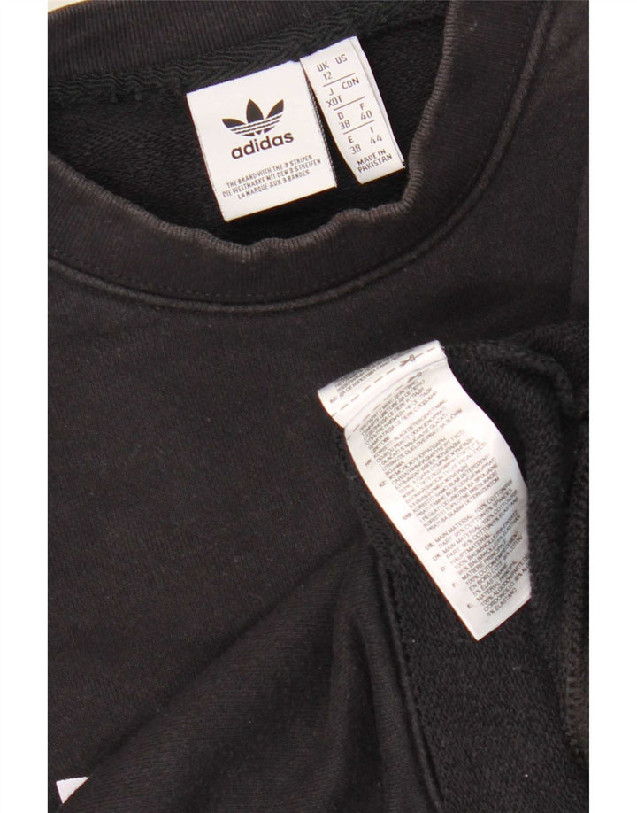 Женский джемпер оверсайз с рисунком Adidas UK 12, средний черный, хлопок