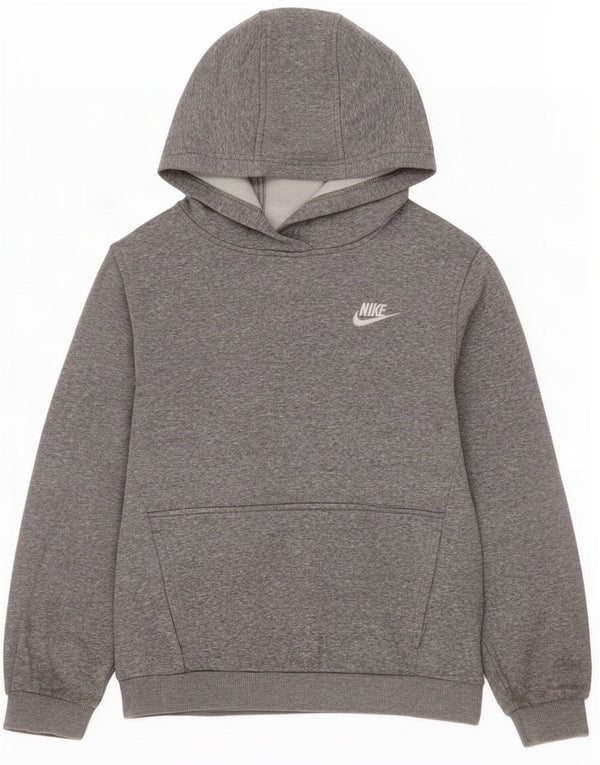 Джемпер с капюшоном Nike для мальчиков 12–13 лет, большой серый хлопок с крапинками