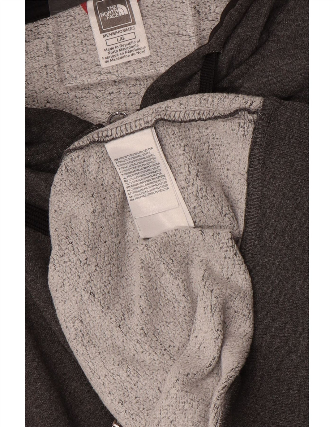 THE NORTH FACE Мужской свитер с капюшоном на молнии, большой серый, хлопковый