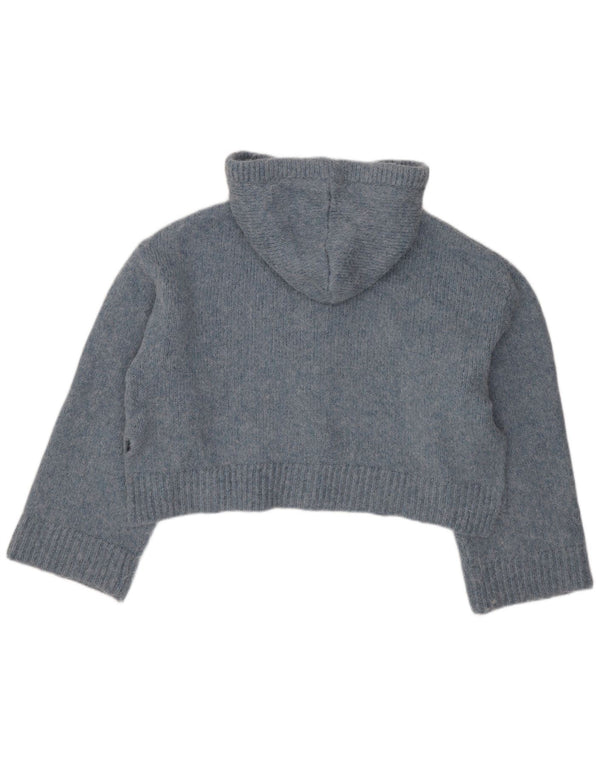 Женский укороченный кардиган оверсайз с капюшоном Zara UK 10, маленький синий акрил