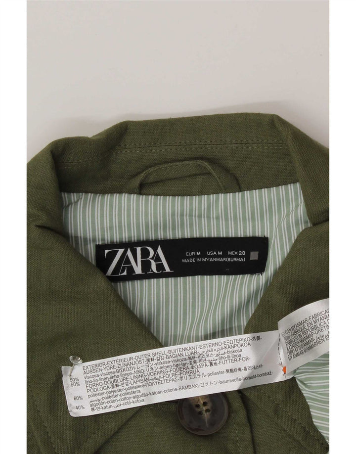 Женская куртка оверсайз Zara UK 14, вискоза, средний зеленый цвет