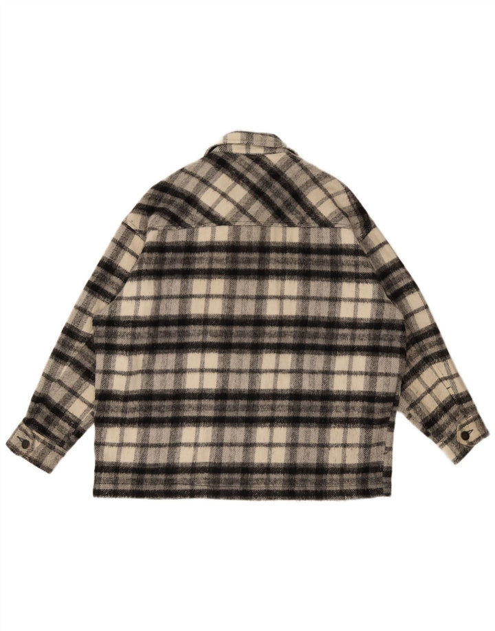 Женская фланелевая рубашка оверсайз Zara UK 10, маленькая черная клетка