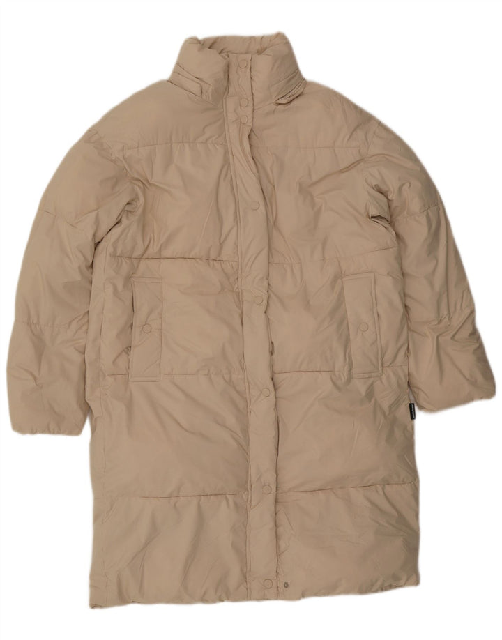 Женское длинное стеганое пальто ZARA UK 6 XS, полиэстер бежевого цвета