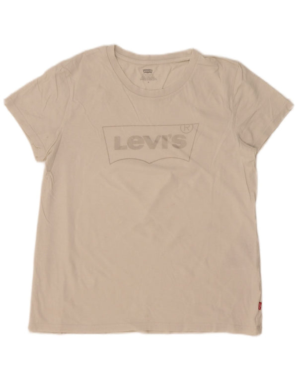 Женская футболка с рисунком Levi's Top UK 14, средний белый хлопок, белый цвет